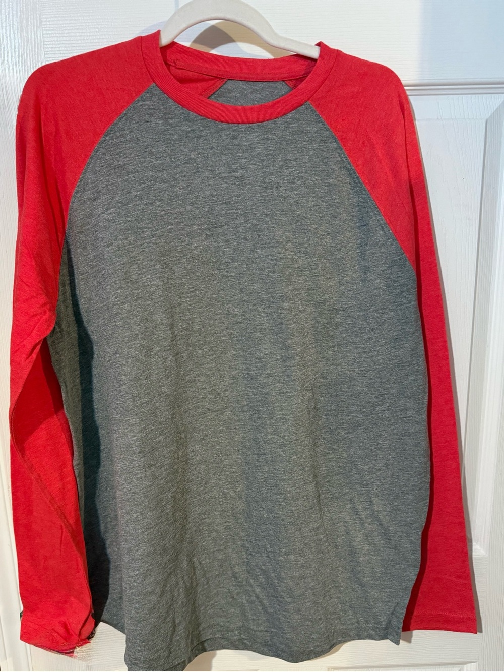 Red and Gray Raglan Long Sleeve Shirt
